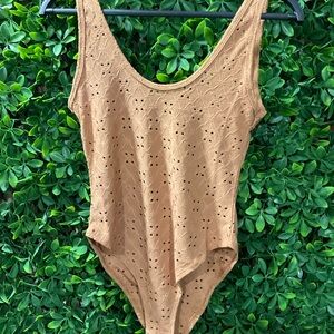 Forever 21 Knit/Bodysuit Maple Eyelet One Piece Small
